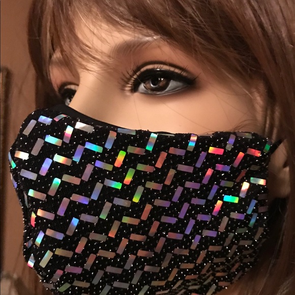 Face Mask halographic disco handmade - Picture 3 of 3